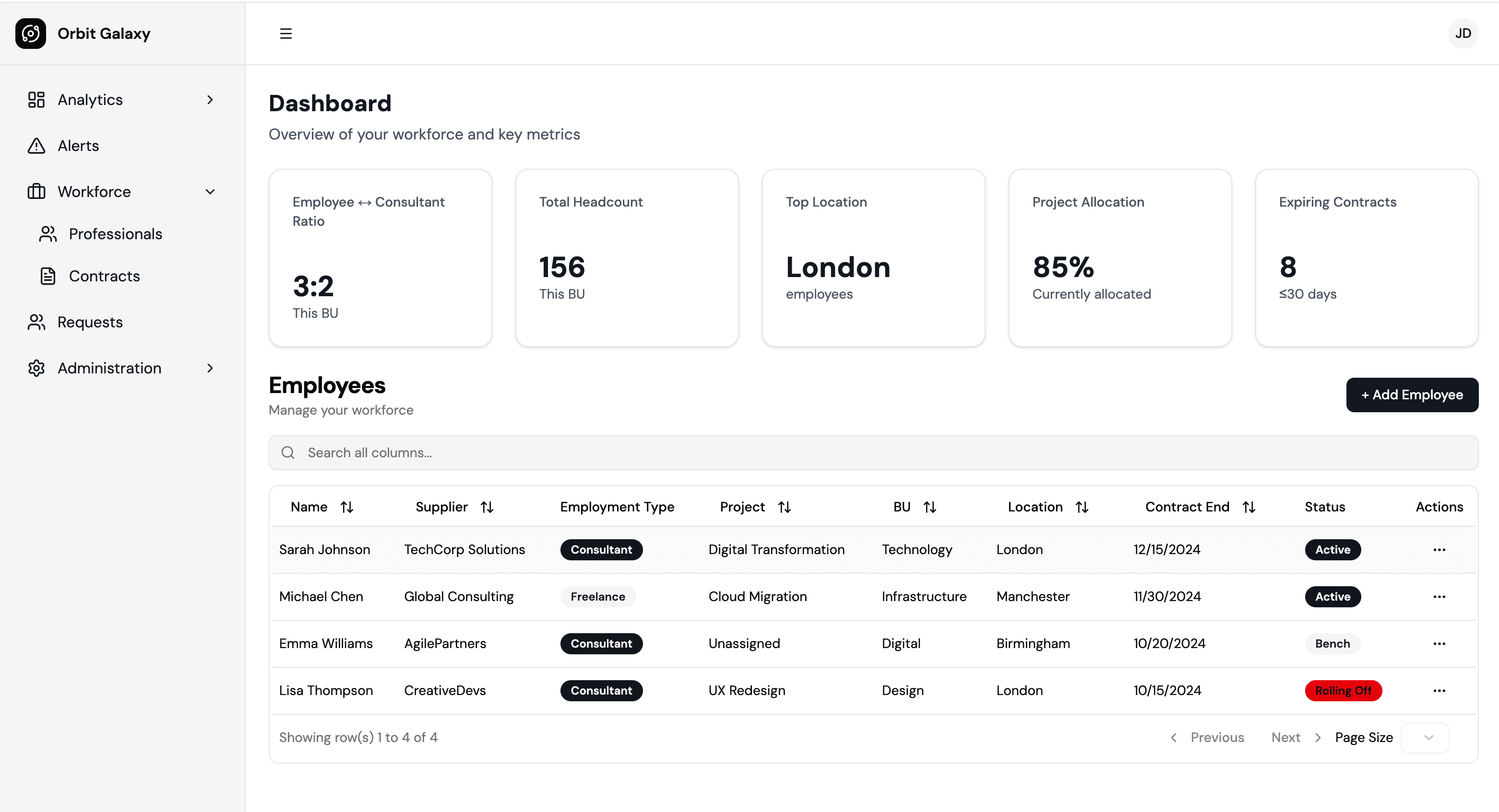 AI Workplace mobile interface